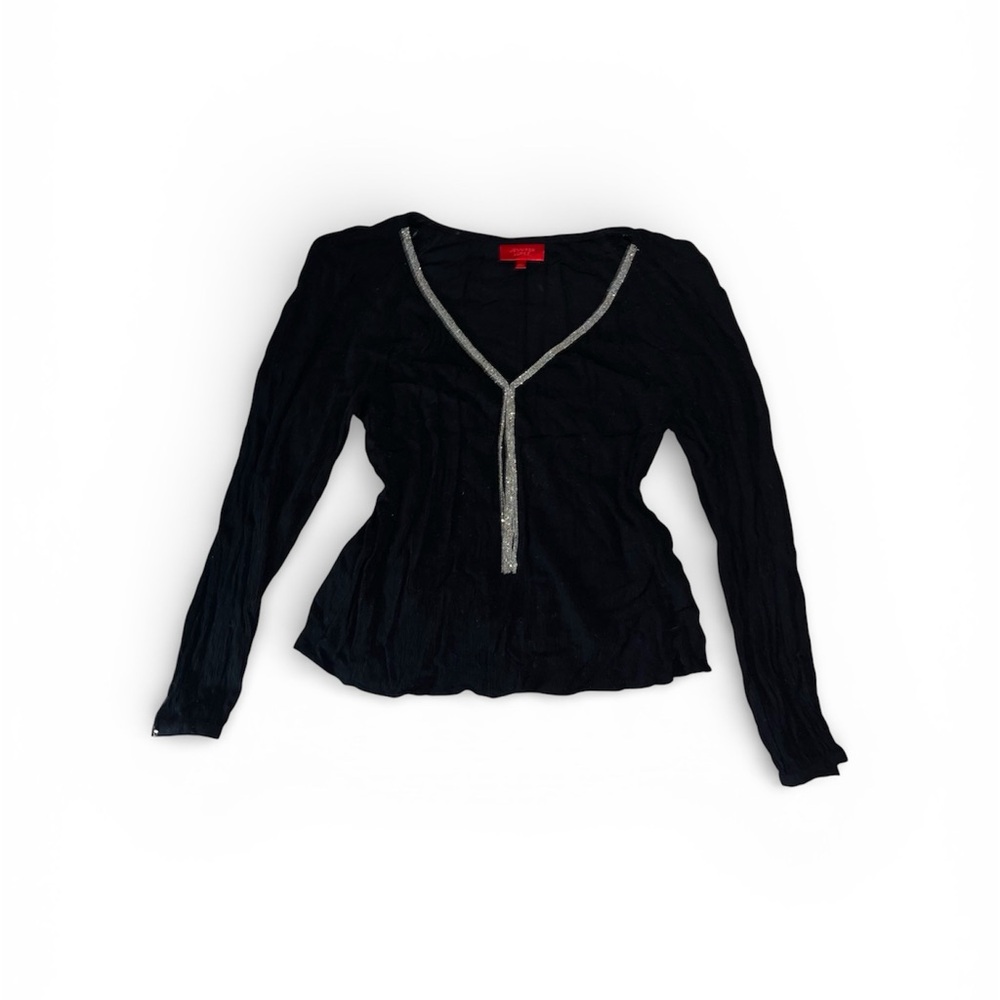 Jennifer Lopez Black Blouse with Silver Accents